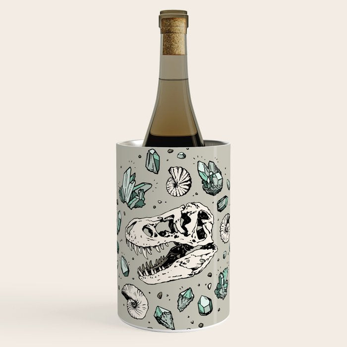 Geo-rex Vortex | Aquamarine | Dinosaur Skull Fossil Art Wine Chiller Gallery Image 1