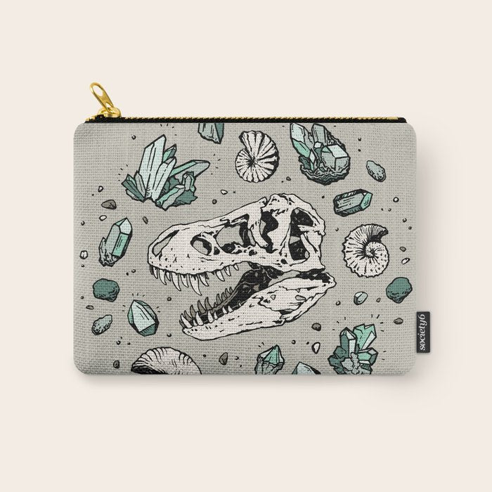 Geo-rex Vortex | Aquamarine | Dinosaur Skull Fossil Art Carry All Pouch Gallery Image 1
