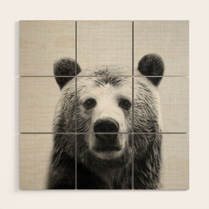 Bear - Black & White Wood Wall Art Gallery Image 1