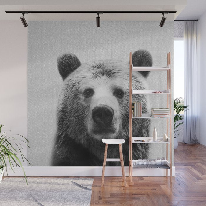 Bear - Black & White Wall Mural Gallery Image 1