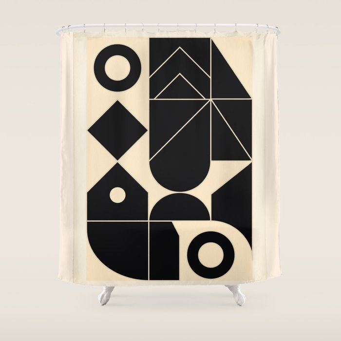 Geometric Shapes Black and White 4 Shower Curtain Gallery Image 1