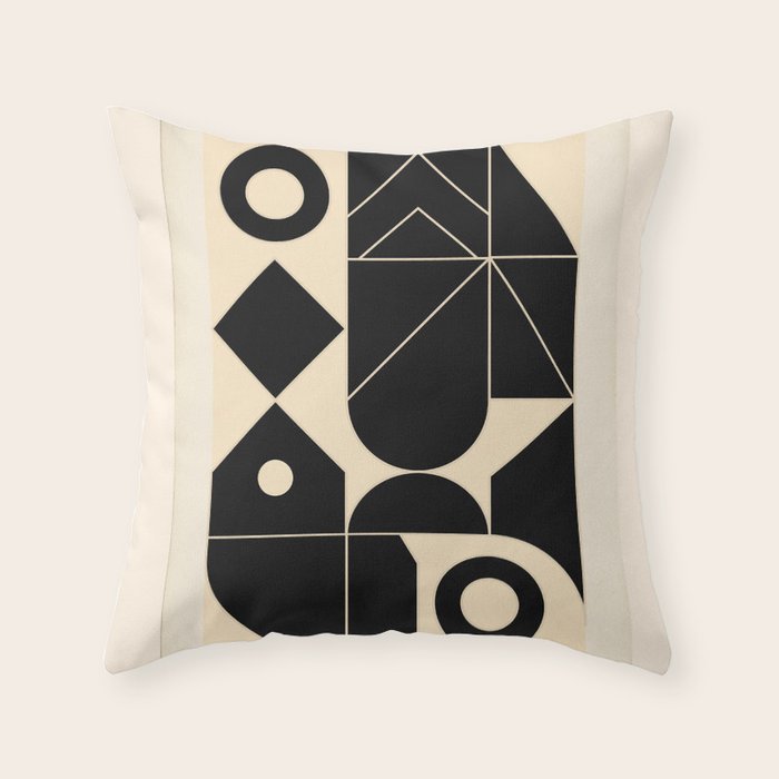Geometric Shapes Black and White 4 Throw Pillow Gallery Image 6