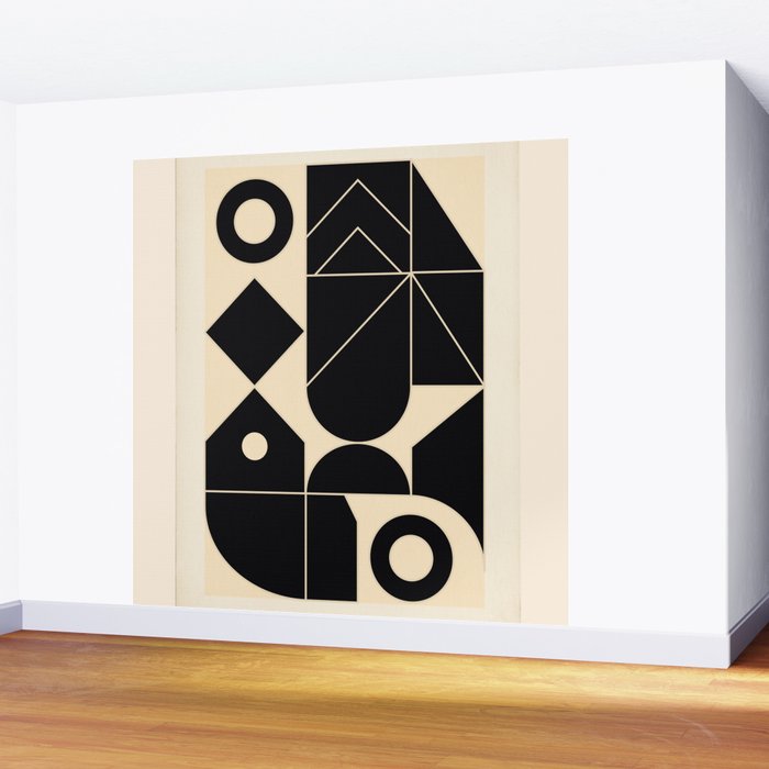 Geometric Shapes Black and White 4 Wall Mural Gallery Image 2