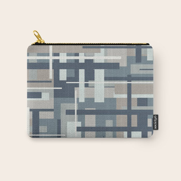 Frank - Mid Century Modern Geometric Pattern in Neutral Blue Gray Carry All Pouch Gallery Image 1