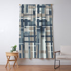 Frank - Mid Century Modern Geometric Pattern in Neutral Blue Gray Window Curtain Gallery Image 5