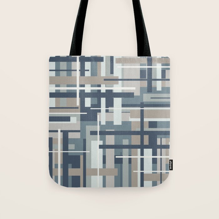 Frank - Mid Century Modern Geometric Pattern in Neutral Blue Gray Tote Bag Gallery Image 1