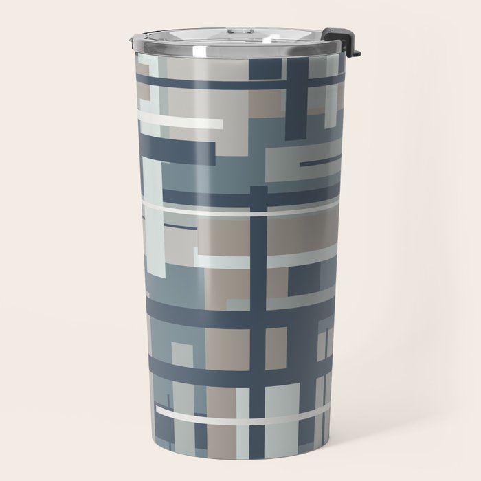 Frank - Mid Century Modern Geometric Pattern in Neutral Blue Gray Travel Mug Gallery Image 2