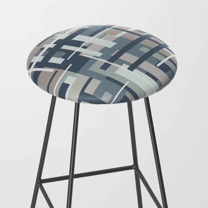 Frank - Mid Century Modern Geometric Pattern in Neutral Blue Gray Stool Gallery Image 2