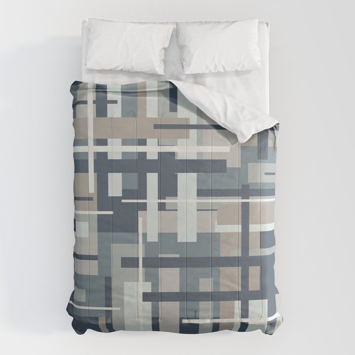 Frank - Mid Century Modern Geometric Pattern in Neutral Blue Gray Comforter Gallery Image 6