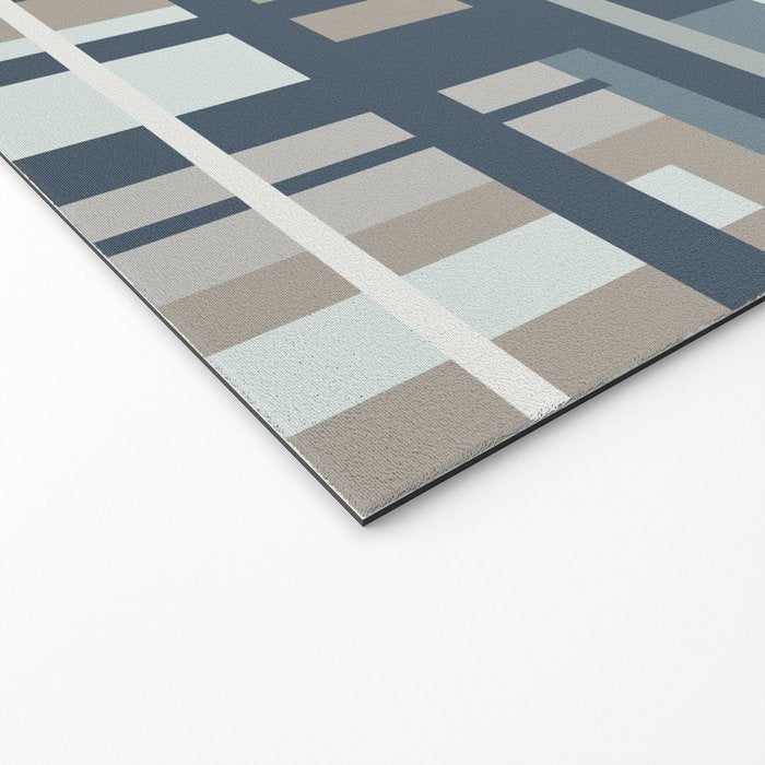 Frank - Mid Century Modern Geometric Pattern in Neutral Blue Gray Welcome Mat Gallery Image 2