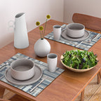 Frank - Mid Century Modern Geometric Pattern in Neutral Blue Gray Placemat Gallery Image 2