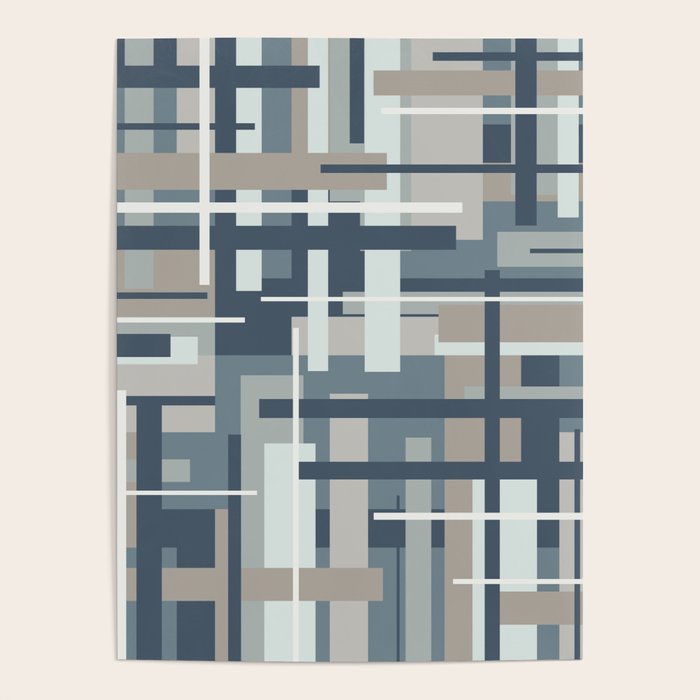 Frank - Mid Century Modern Geometric Pattern in Neutral Blue Gray Poster Gallery Image 4