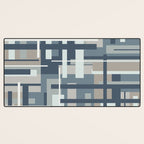 Frank - Mid Century Modern Geometric Pattern in Neutral Blue Gray Desk Mat Gallery Image 3