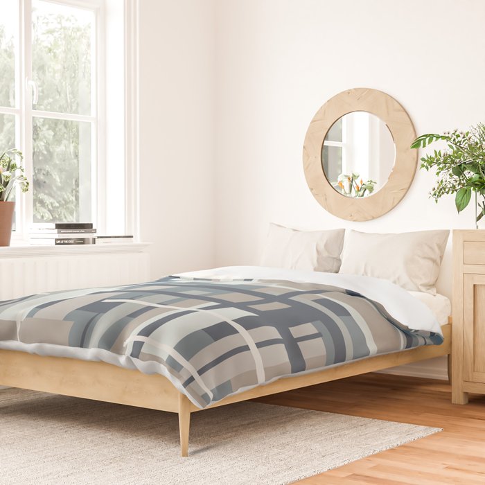 Frank - Mid Century Modern Geometric Pattern in Neutral Blue Gray Duvet Cover Gallery Image 2