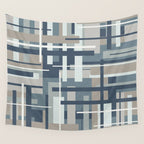 Frank - Mid Century Modern Geometric Pattern in Neutral Blue Gray Wall Tapestry Gallery Image 4