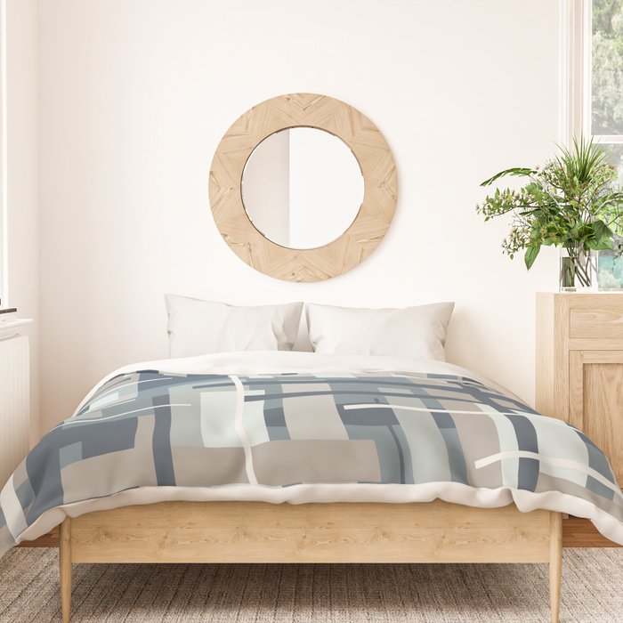 Frank - Mid Century Modern Geometric Pattern in Neutral Blue Gray Duvet Cover Gallery Image 3