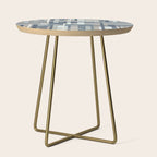 Frank - Mid Century Modern Geometric Pattern in Neutral Blue Gray Side Table Gallery Image 1