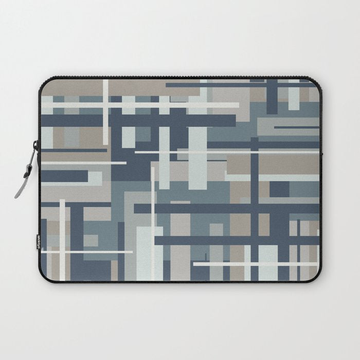 Frank - Mid Century Modern Geometric Pattern in Neutral Blue Gray Laptop Sleeve Gallery Image 1