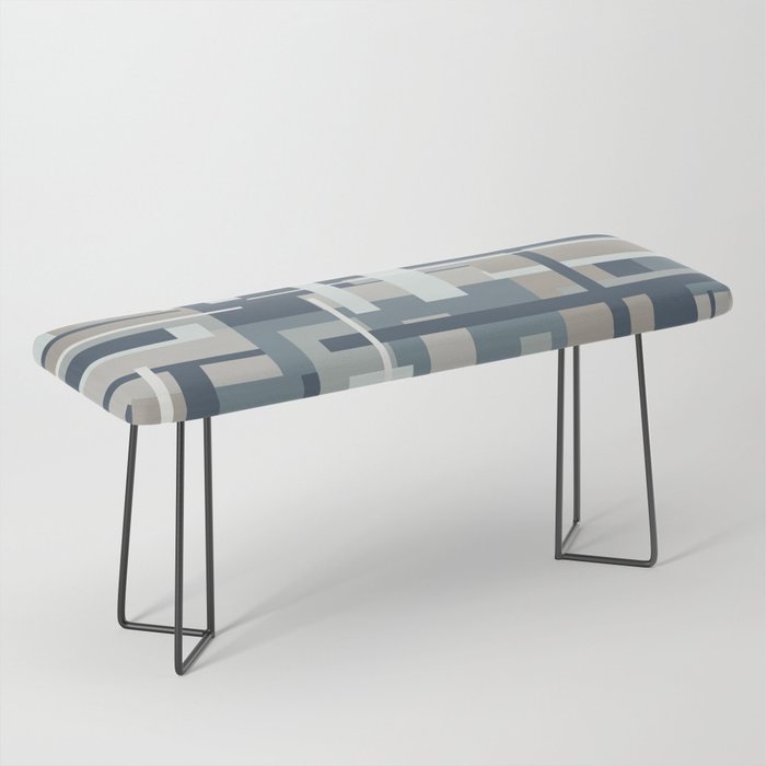 Frank - Mid Century Modern Geometric Pattern in Neutral Blue Gray Bench Gallery Image 1