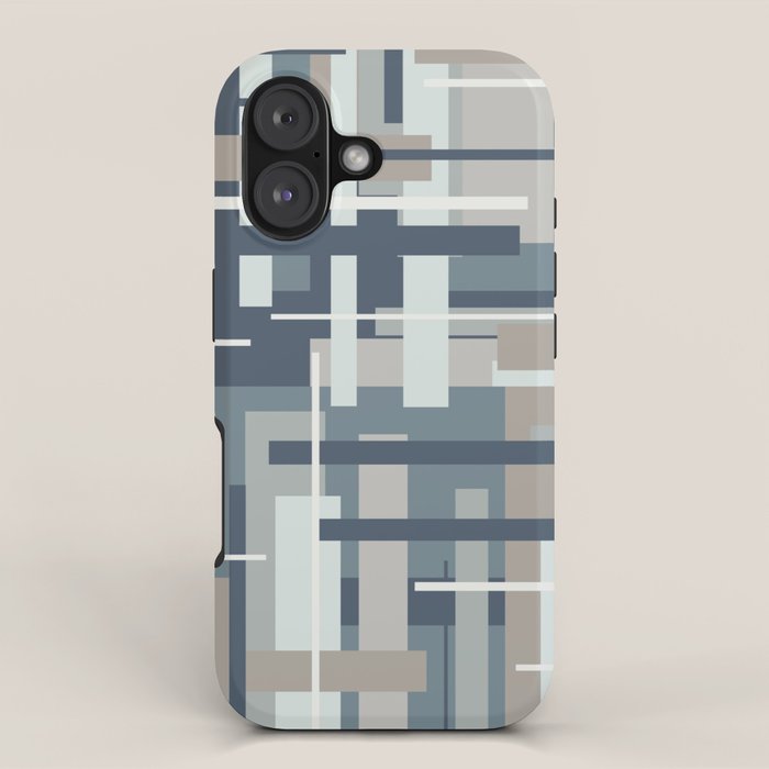 Frank - Mid Century Modern Geometric Pattern in Neutral Blue Gray iPhone Case Gallery Image 1
