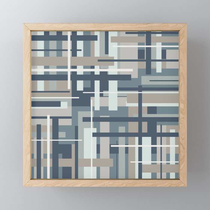 Frank - Mid Century Modern Geometric Pattern in Neutral Blue Gray Mini Art Print Gallery Image 1