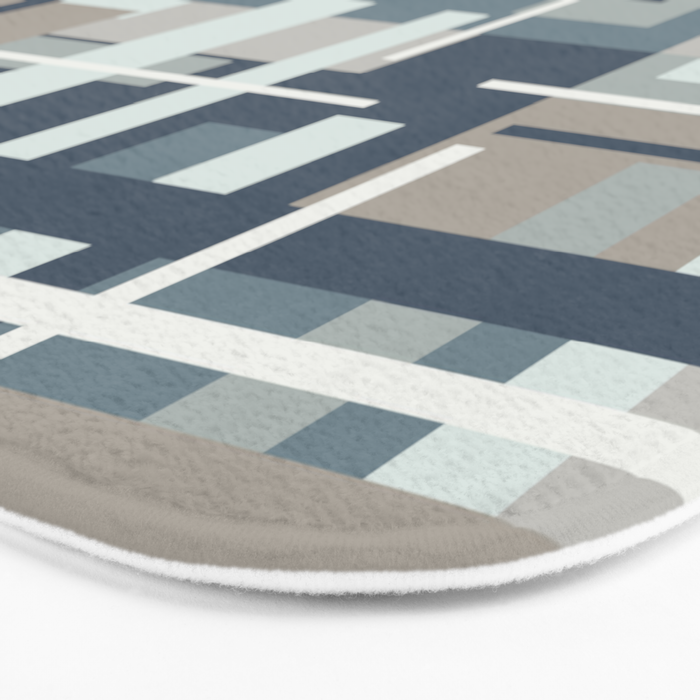 Frank - Mid Century Modern Geometric Pattern in Neutral Blue Gray Bath Mat Gallery Image 3