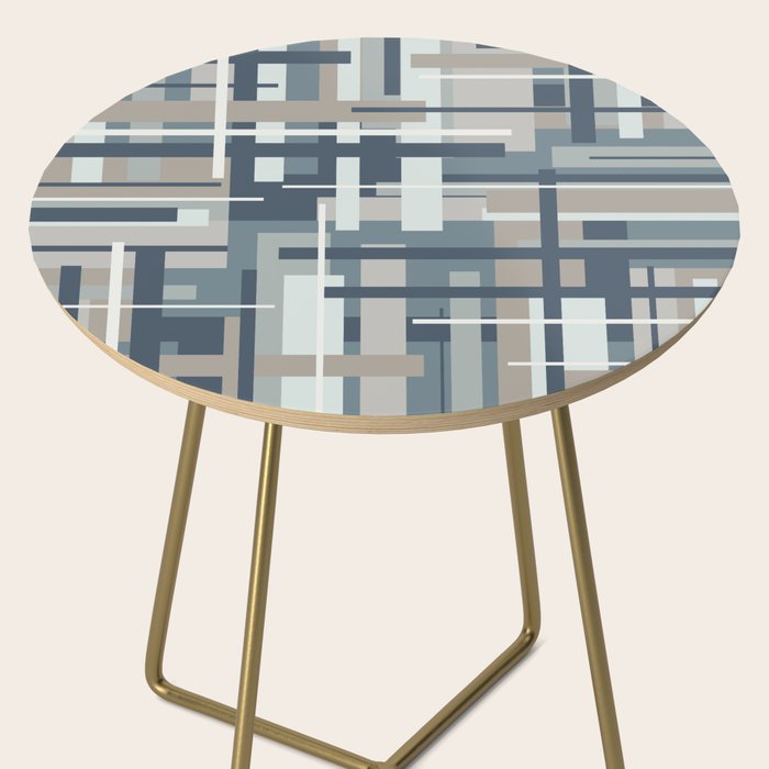 Frank - Mid Century Modern Geometric Pattern in Neutral Blue Gray Side Table Gallery Image 2