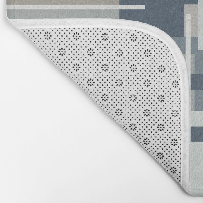 Frank - Mid Century Modern Geometric Pattern in Neutral Blue Gray Bath Mat Gallery Image 2
