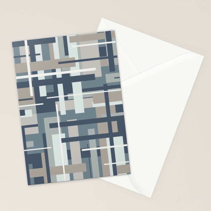 Frank - Mid Century Modern Geometric Pattern in Neutral Blue Gray Stationery Card Gallery Image 2