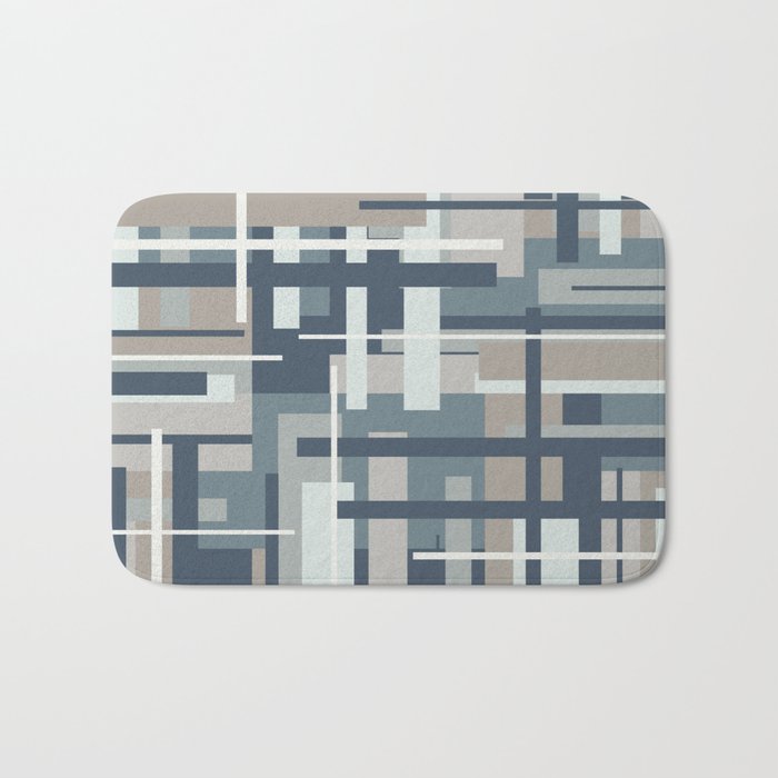 Frank - Mid Century Modern Geometric Pattern in Neutral Blue Gray Bath Mat Gallery Image 1