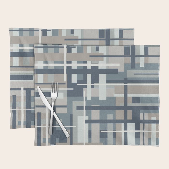 Frank - Mid Century Modern Geometric Pattern in Neutral Blue Gray Placemat Gallery Image 1