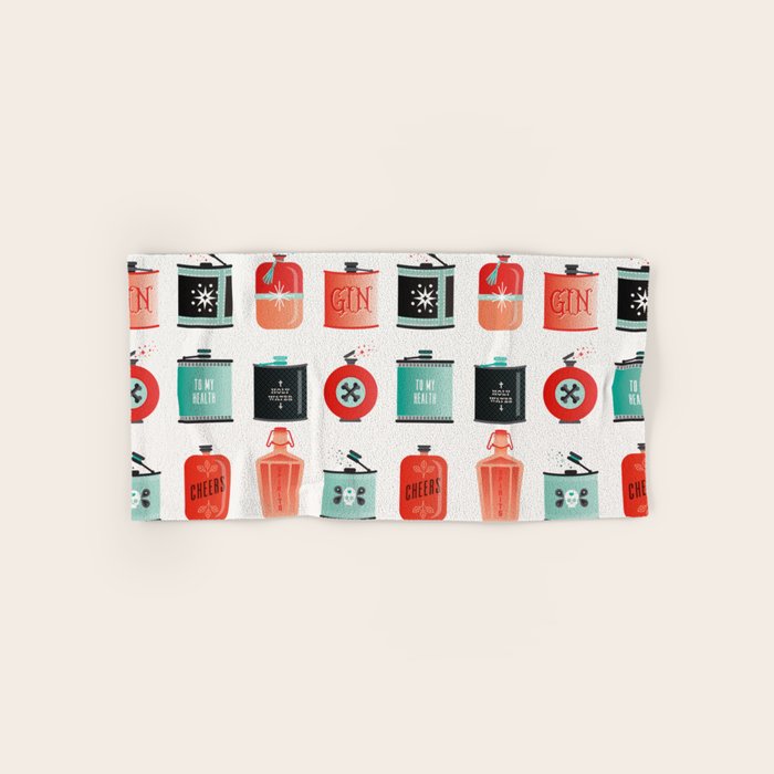 Flask Collection - Red & Turquoise Palette Bath Towel Gallery Image 1