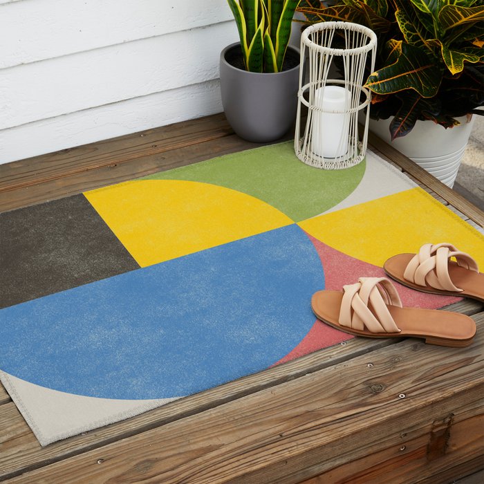 Retro Shapes Outdoor Rug Gallery Image 2