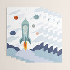Space rocket print with planets and stars, perfect for an outer space nursery or kids room Wrapping Paper Gallery Image 3