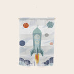 Space rocket print with planets and stars, perfect for an outer space nursery or kids room Wall Hanging Gallery Image 1