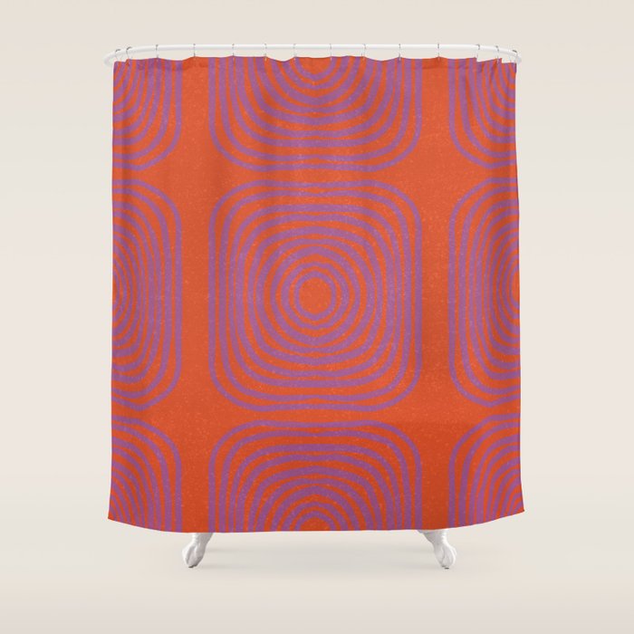 LISBOA, deep orange & plum Shower Curtain Gallery Image 1