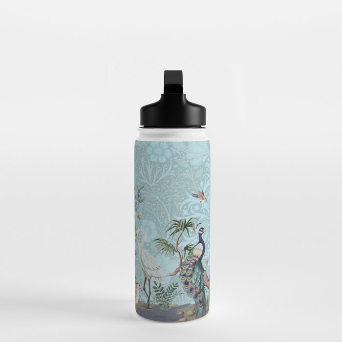 Chinoiserie Peacock Heron Floral Garden & William Morris Art Water Bottle Gallery Image 3