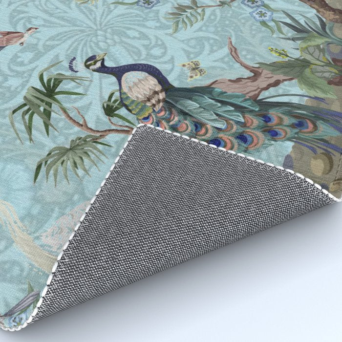Chinoiserie Peacock Heron Floral Garden & William Morris Art Rug Gallery Image 4