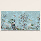 Chinoiserie Peacock Heron Floral Garden & William Morris Art Desk Mat Gallery Image 3