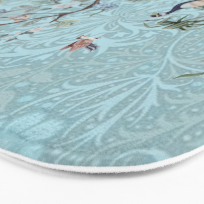 Chinoiserie Peacock Heron Floral Garden & William Morris Art Bath Mat Gallery Image 3