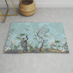 Chinoiserie Peacock Heron Floral Garden & William Morris Art Rug Gallery Image 1