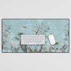 Chinoiserie Peacock Heron Floral Garden & William Morris Art Desk Mat Gallery Image 1