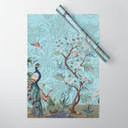 Chinoiserie Peacock Heron Floral Garden & William Morris Art Wrapping Paper Gallery Image 1