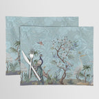 Chinoiserie Peacock Heron Floral Garden & William Morris Art Placemat Gallery Image 1
