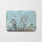 Chinoiserie Peacock Heron Floral Garden & William Morris Art Bath Mat Gallery Image 1