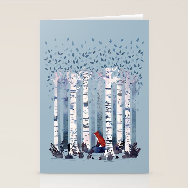 The Birches (in Blue) Stationery Card Gallery Image 1