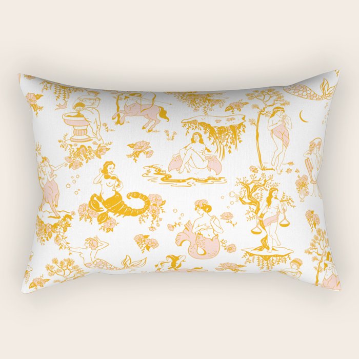 Gold Zodiac Toile Pattern Rectangular Pillow Gallery Image 1