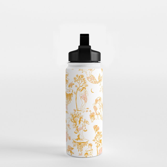 Gold Zodiac Toile Pattern Water Bottle Gallery Image 2