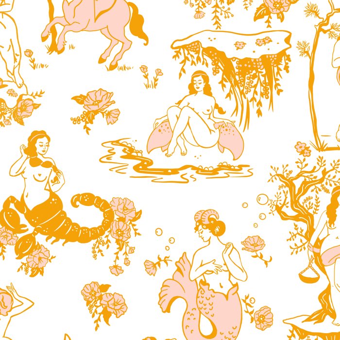 Gold Zodiac Toile Pattern Coffee Mug Gallery Image 2