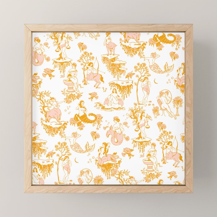 Gold Zodiac Toile Pattern Mini Art Print Gallery Image 1